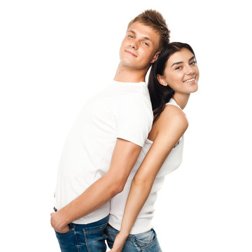Happy young couple in casual clothing