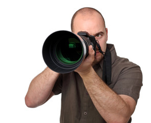 man hold camera