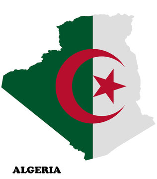 Map of Algeria with flag