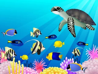 Meubelstickers Sea Life achtergrond © idesign2000
