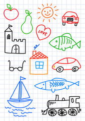 Drawings on squared paper