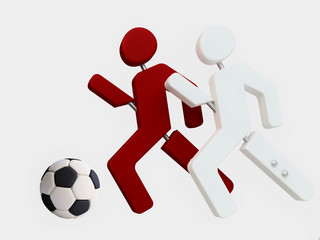 Fototapeta na wymiar Soccer players , Football in 3D