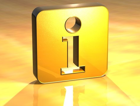 3D Information Gold Sign