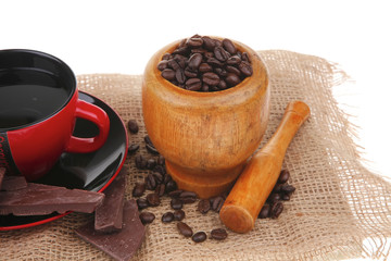 black coffee and chocolate