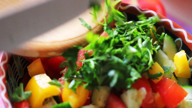 preparing salad