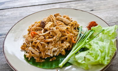 vegetarian thai food : stir-fried rice noodles (Pad Thai)