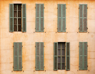 Fototapeta na wymiar French windows with shutters