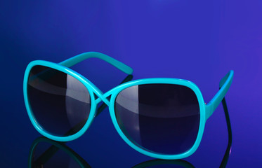 Fashionable women's blue sunglasses