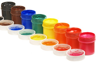 Gouache paint isolated on white
