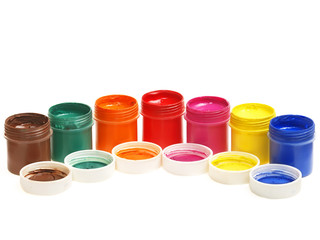 Gouache paint isolated on white