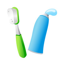 Vector icon tooth brush and paste