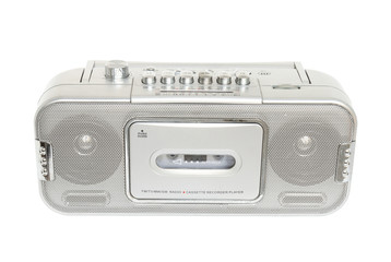 Retro radio cassette tape isolated on white background