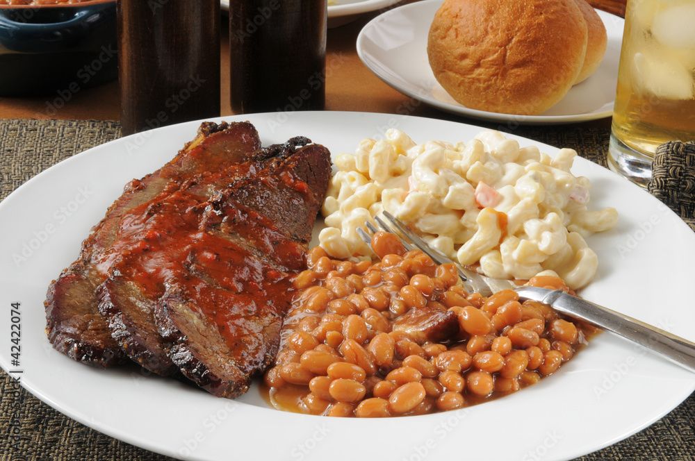 Wall mural sliced beef brisket with boston baked beans