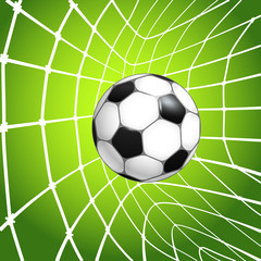 Football (soccer) ball in a net. Goal