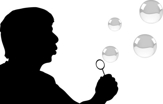 Man Blowing Soap Bubbles