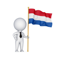 3d small person with a Flag of  the Netherlands.