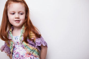 happy little girl  in studio