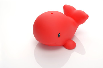 little red rubber whale - baby toy