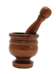 Wooden mortar and pestle