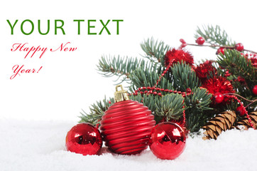 Christmas Decorations over white