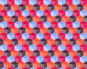 Photo sur Plexiglas Psychédélique Modèle sans couture avec des cubes 3d