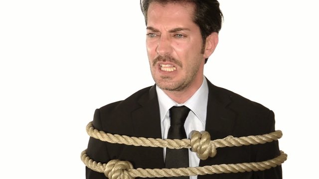 a tied up businessman