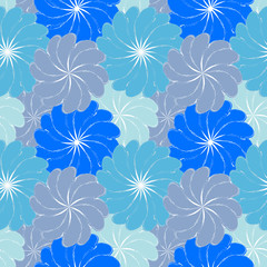 blue grunge seamless pattern with flowers