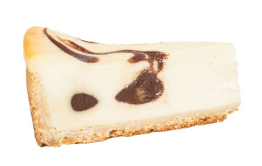 cheesecake with chocolate sauce.