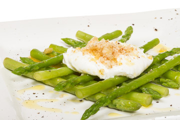 fresh salad with asparagus,eggs and croutons