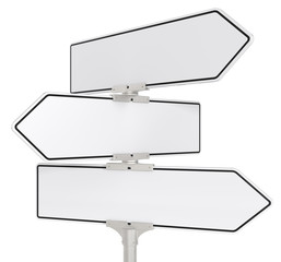 Obraz premium Road signs X 3. White, Copy Space.