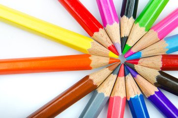 Colour pencils in creativity concept