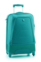 Large blue suitcase isolated on white