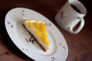 Homemade cheesecake (Focus on the centre line of the cake)