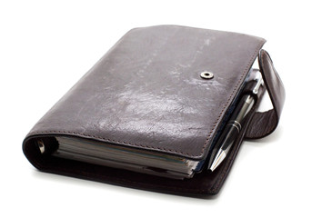 agenda en cuir brun