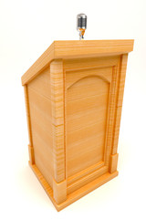 Wooden Podium with Microphone