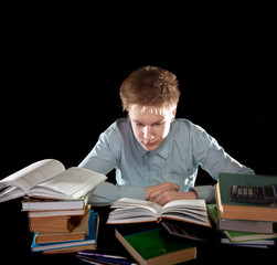 The teenager with a heap of textbooks