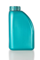 Plastic canister of machine oil. With the shadow.