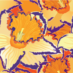 seamless pattern with bright flowers daffodils