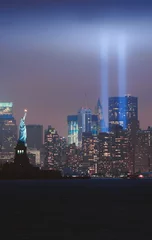 Deurstickers Vrijheidsbeeld New York City Manhattan skyline