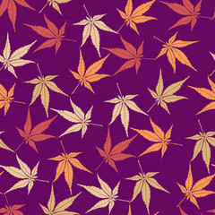 seamless pattern with autumn maple leaves