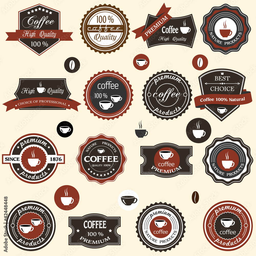Canvas Prints coffee labels and elements in retro style