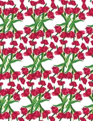 Keuken spatwand met foto seamless pattern with plant motifs flowers tulips bouquets © Terriana
