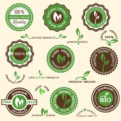 Collection of organic labels and icons