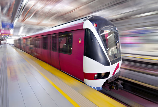 Fast LRT train in motion, Kuala Lumpur