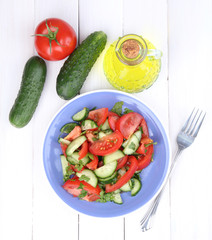 Fresh salad with tomatoes and cucumbers