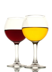 two glasses of wine isolated on white