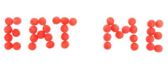 Word of sweets isolated on white