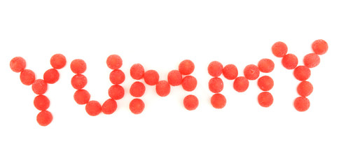 Word of sweets isolated on white