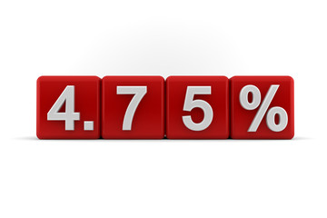 4.75 percent in white numbers on red cubes