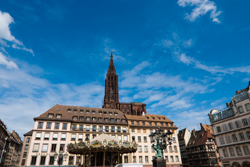 Fototapeta na wymiar Strasbourg Cathedral and old town square, France